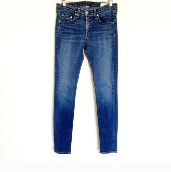 RAG & BONE Cate Mid-Rise Ankle Skinny Jeans Medium Wash Blue Valley Line Sz 28 - Picture 7 of 12